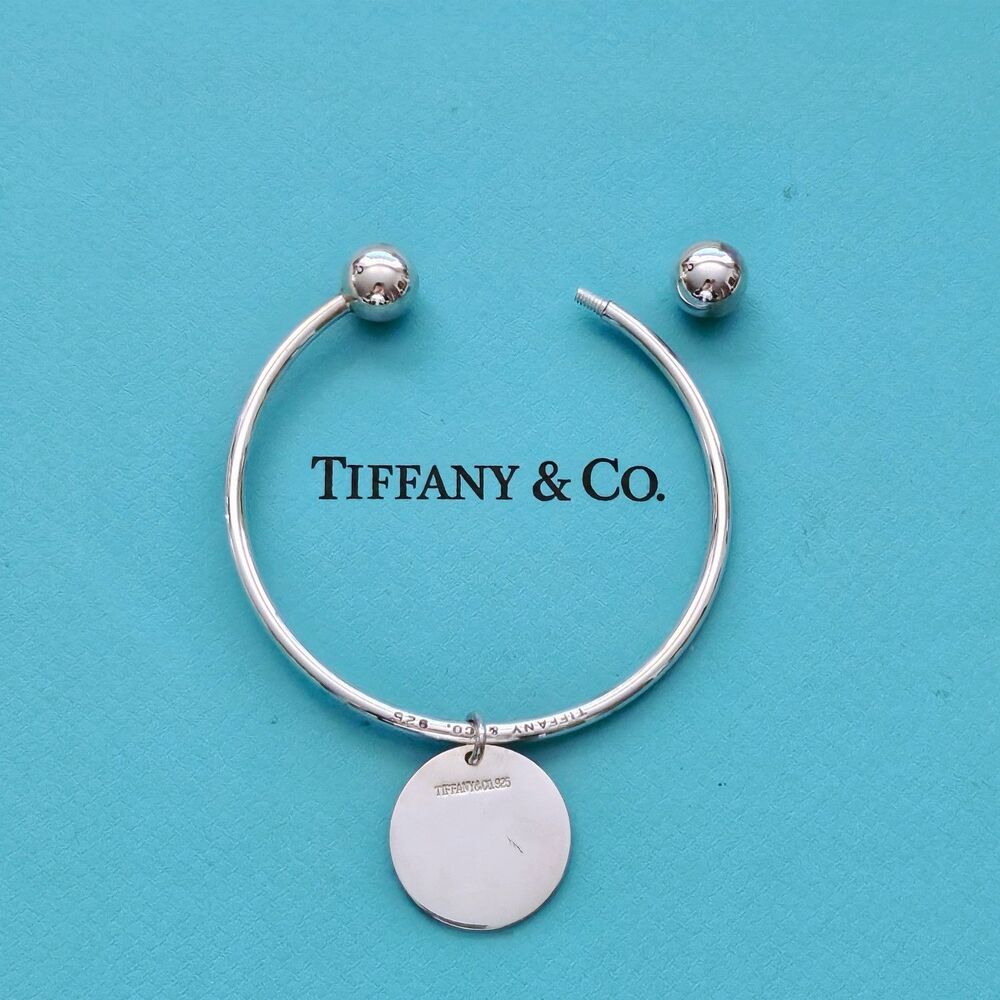 RARE Vintage Tiffany & Co. Hardwear Ball Twist Silver Wire Cuff Bracelet w Charm